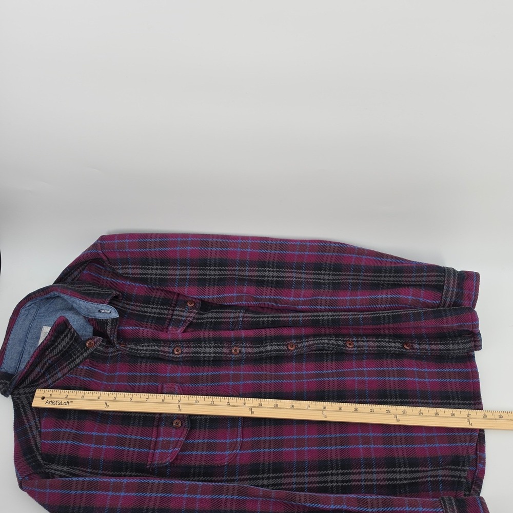 Outerknown Blanket Shirt XL Mens Purple Black Plaid Organic Cotton Flannel XL - Picture 10 of 11